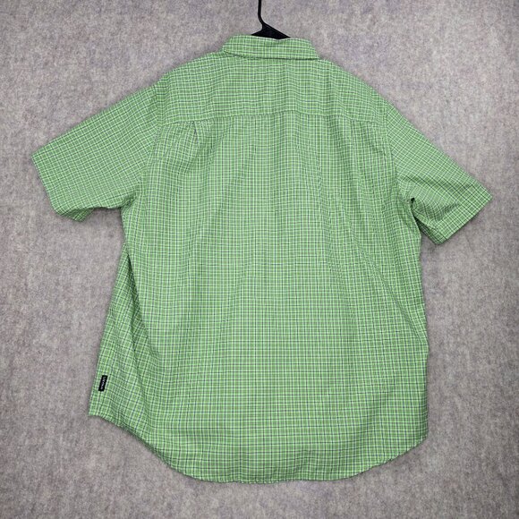 Chaps Mens Green Plaid Short Sleeve Button-Down Shirt XL Polyester - Picture 2 of 9